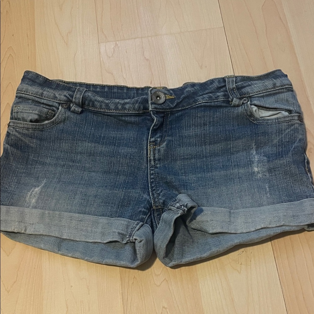 Bluenotes Distressed Cuffed Denim Shorts in Blue